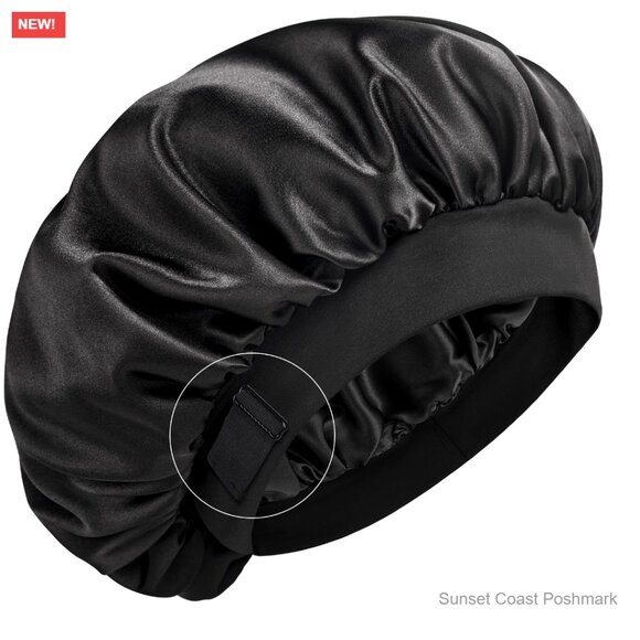 Double Layer Silk Bonnet Adjustable Non-Slip Sleep Cap Hair Care main image 6